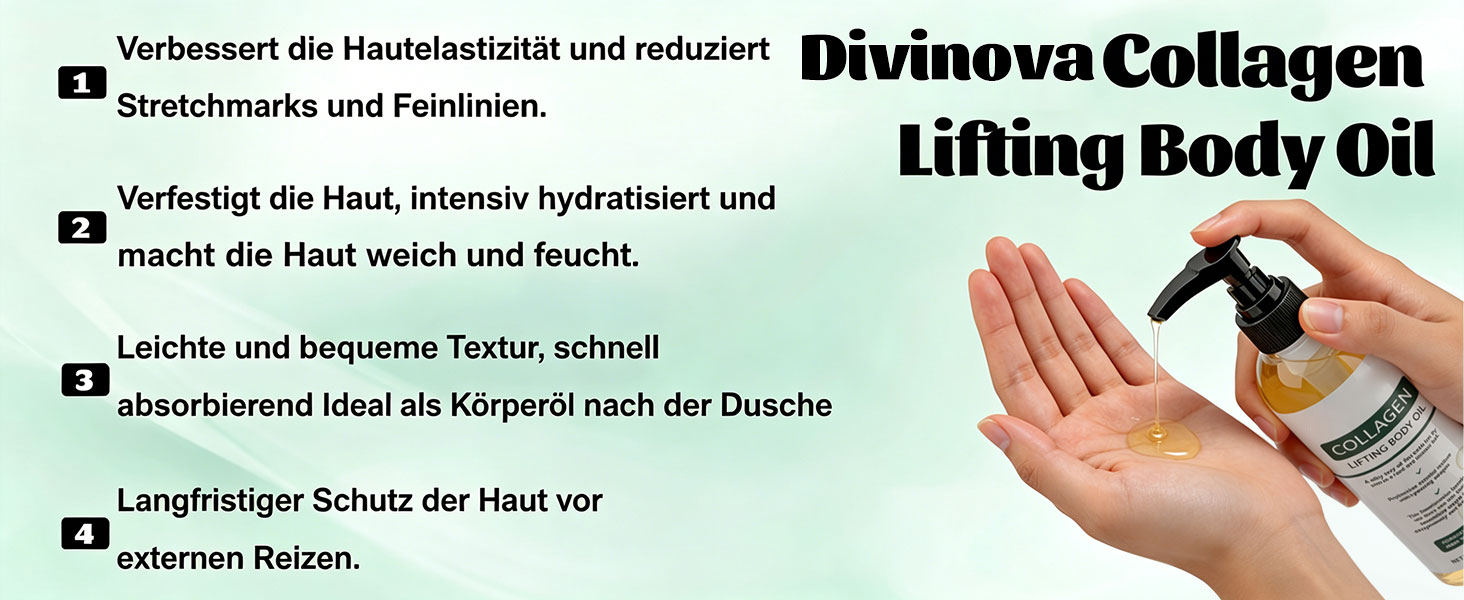 Divinova Kollagen körperöl zur Hautstraffung, 2026  Divinova Collagen Lifting Body Oil für Narben, Falten und Dehnungsstreifen, 100ML