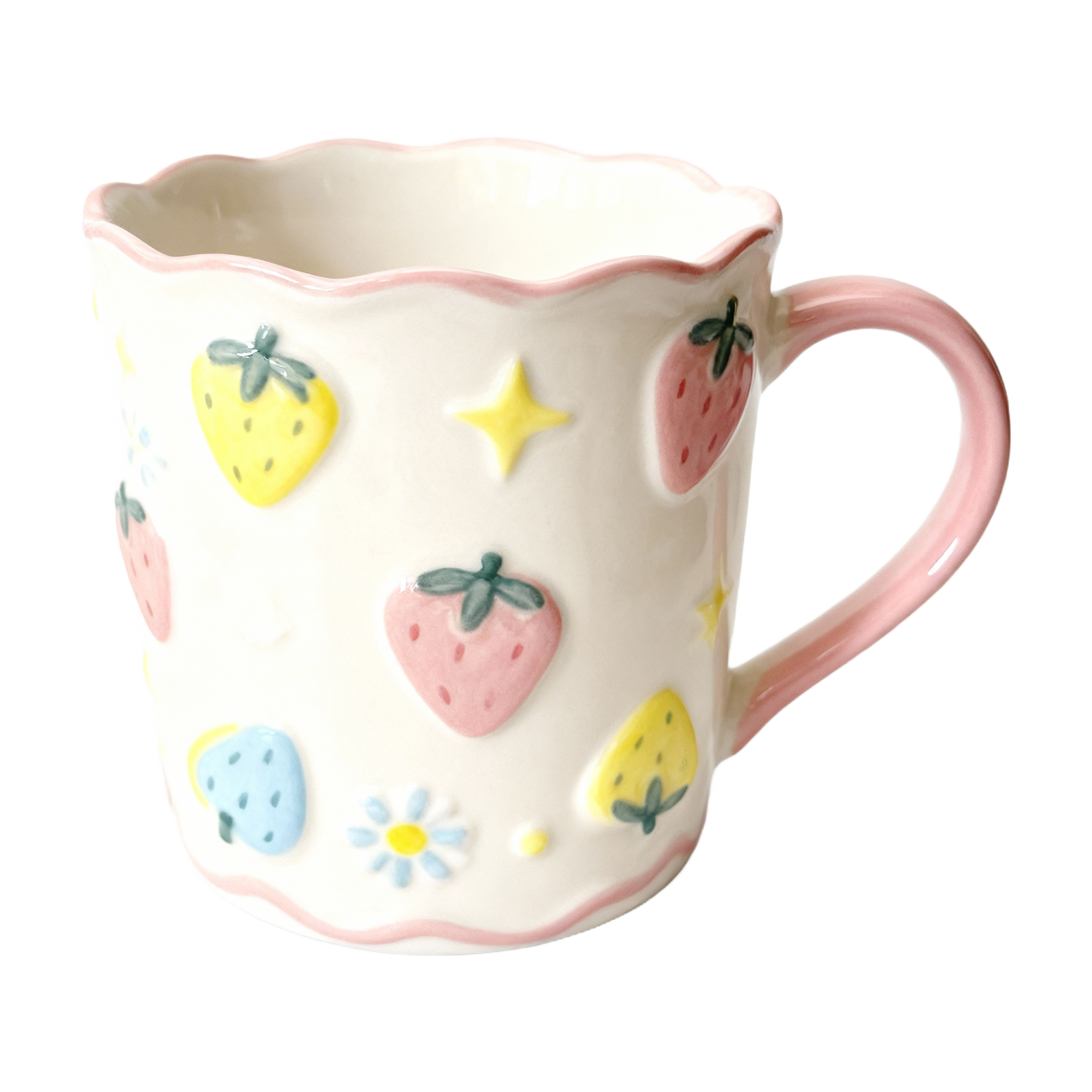 Strawberry Meadow Series – Wavy Ceramic Mug