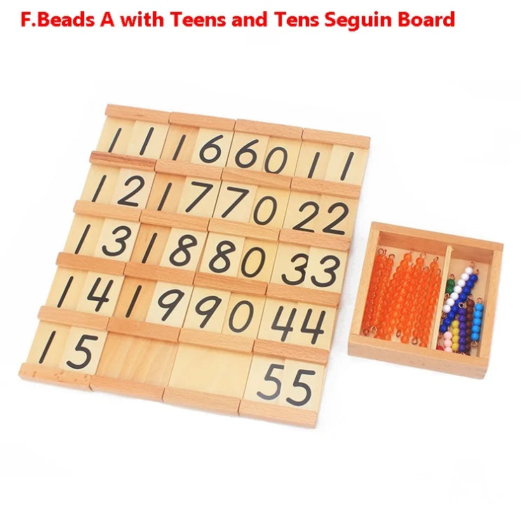 Montessori Teaching Math Toys Teens and Tens Seguin Board with Beads Bars Wood Toys Early Childhood Education Preschool Training