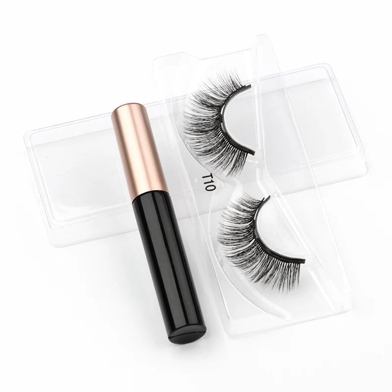 Magnetic Eyelashes Set 1/2/3 Pairs Natural Long False Eyelashes Soft Mink Lashes Waterproof Liquid Eyeliner Tweezer Makeup Tools