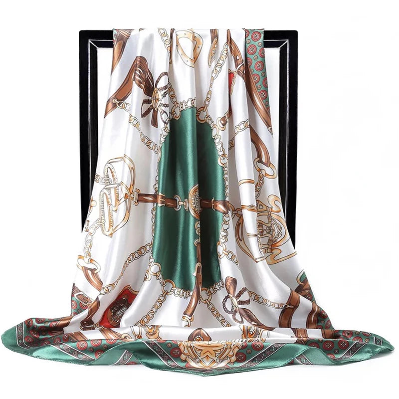 Print Headcloth Fashion Flower Square Shawls Popular 90X90CM Bandannas Four Seasons Kerchief Luxury Sunscreen Silk Scarves