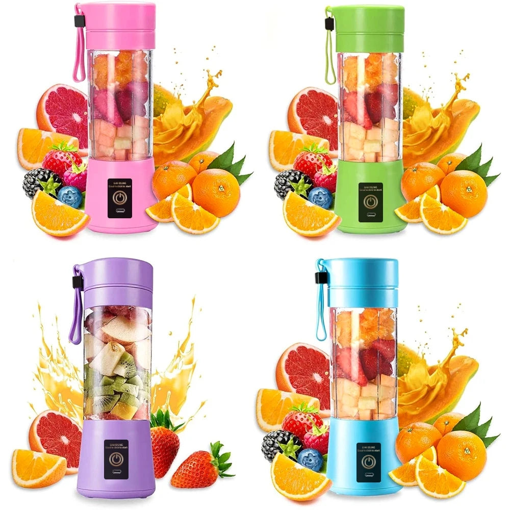 Mini Portable Blender Juice Mixer Shake Bottle 6 Lamins + USB Cable 380ml