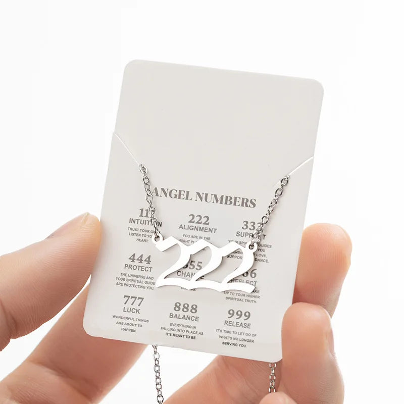 Stainless Steel Angel Number Lucky Numbers Necklaces 111 222 333 444 555 777 888 999 666 000 Pendant Necklace Charms Jewelry