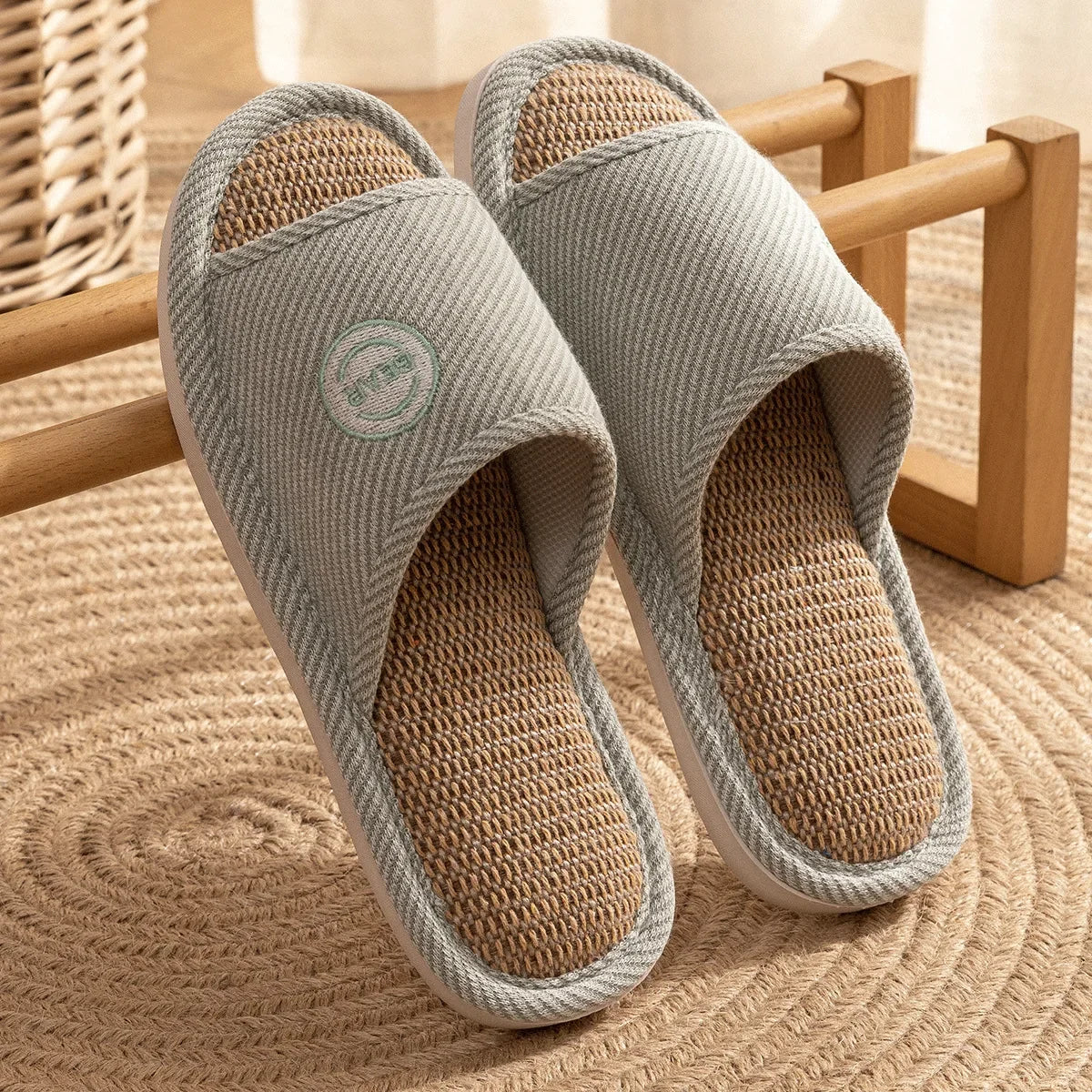 Linen Slippers Women Men Couples Home Non Slip Slides Breathable Shoes Casual House Bedroom Comfortable Cotton Hemp Flats