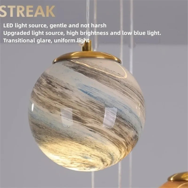 Round kids ceiling Chandelier planet ball spaceman lamp for Children's Room Living Room bedroom decor catron Moon stars Lamp