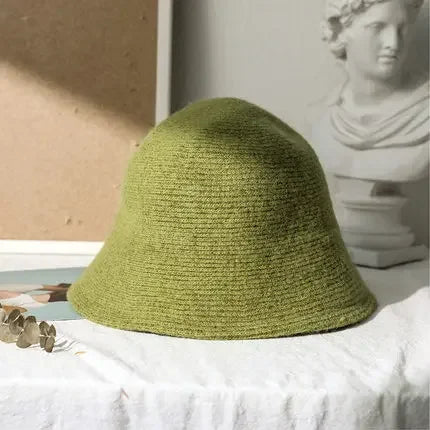 MAXSITI U Solid Keep warm Wool Bucket Hat for Women Autumn and Winter Fisherman Hat  Vintage Knitting Basin caps for ladies