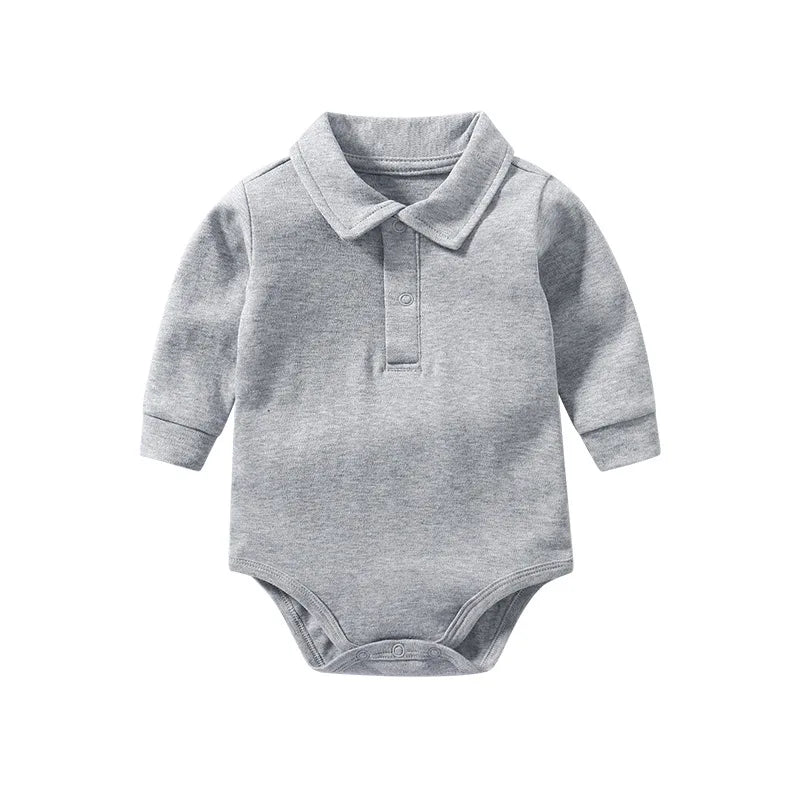 Newborn Baby Clothing Boys Polo Shirt Long Sleeve 100%Cotton Bodysuit 0-24 Months Spring&Autumn Solid Color Toddlers Baby Romper