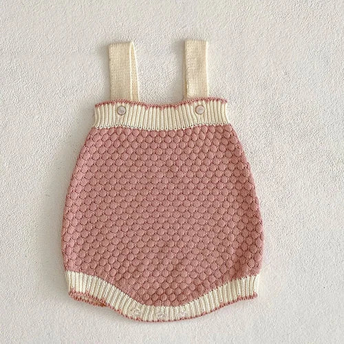 Autumn Spring Newborn Baby Girls Knitting Clothing Set Plaid Long Sleeve  Cardigan Coat+Sleeveless Rompers Children Clothes Suit