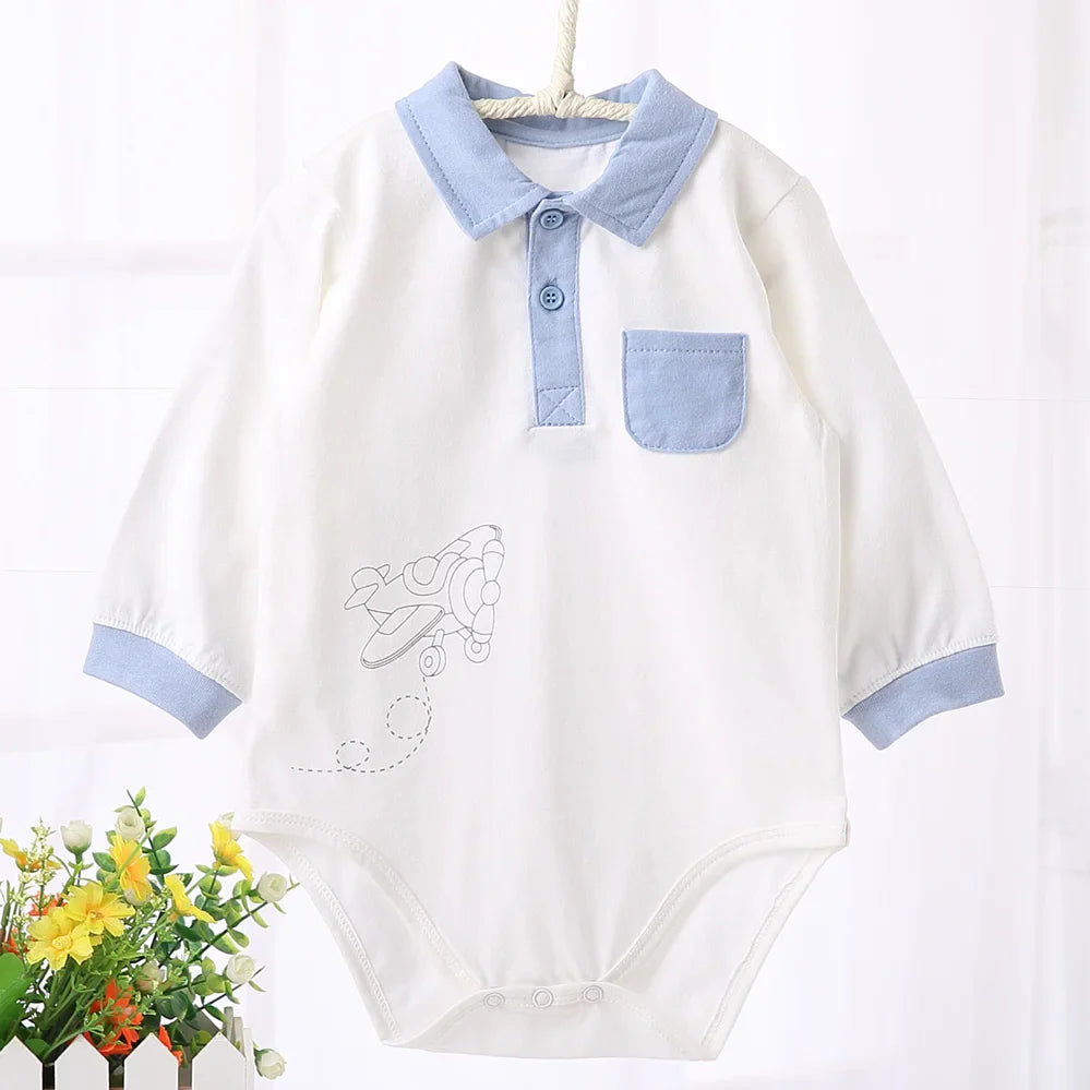 boy girl turn-down collar baby clothes