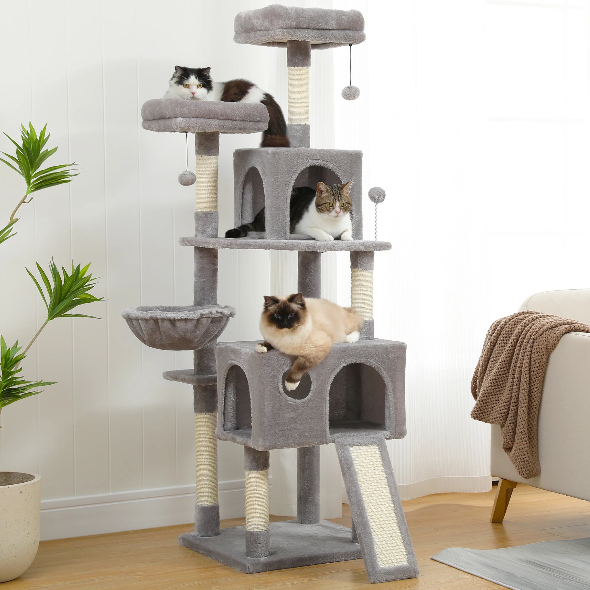 Multi-Level Cat Tree For Cats With Cozy Perches Stable Cat Climbing Frame Cat Scratch Board Toys Cat Furniture