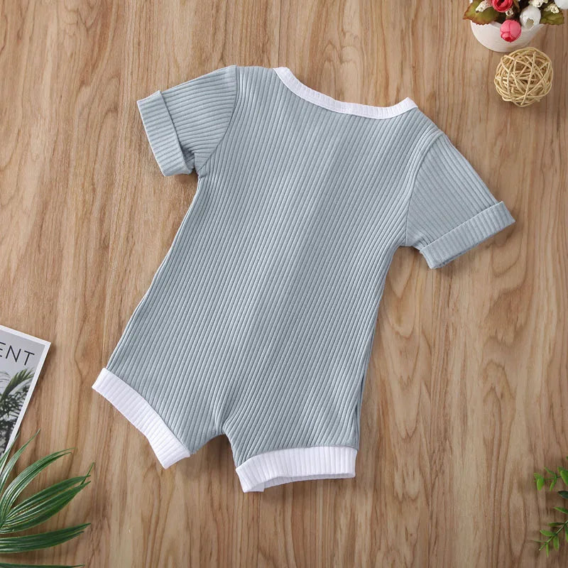 Newborn Baby Boys Girls Clothes Short Sleeve Cotton Jumpsuit Bodysuit