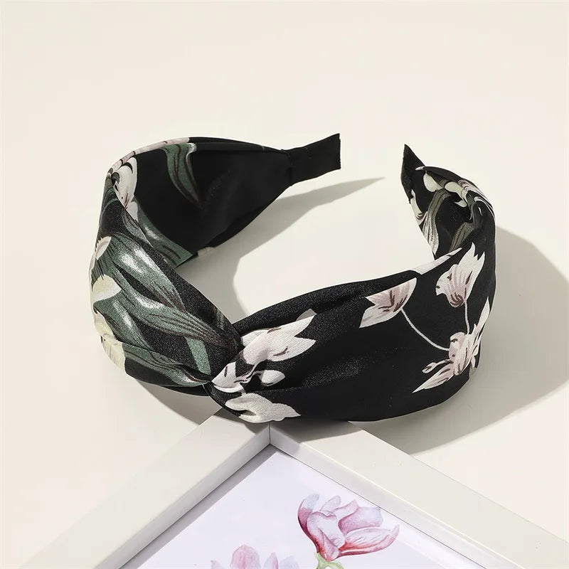 New Headband Cross Broadside Hair Bands for Women Elegant Flower Pattern Hair Hoop Bezel Headbands Hair Bands Hair Accessories