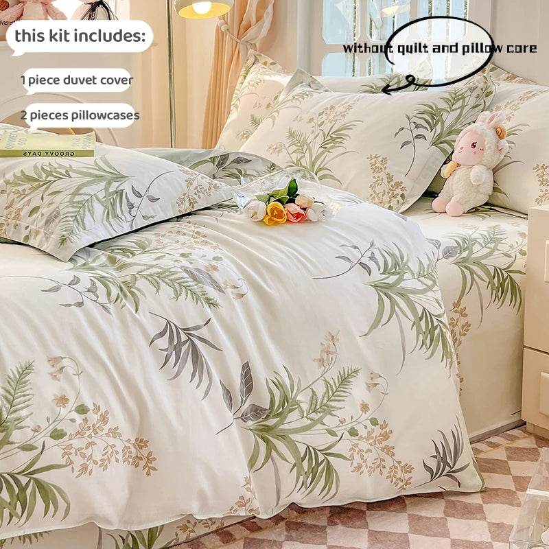 3pcs 100% Cotton Duvet Cover Set (1*Duvet Cover + 2*Pillowcase, Without Core), Fresh Flower Print Bedding Set, Soft Comfortable