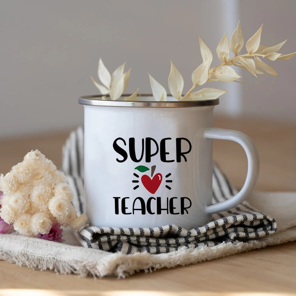 What's Your Superpower Teacher Coffee Tea Mug Cup Teacher Appreciation Gift Love Teach Inspire Teachers Enamel Mug