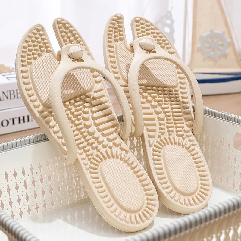 Men And women Cloud Slippers 39 Eva Foldable Travel Hotel Massage Flip Flops Summer Shose Happy Flops Bathroom Shoes Dames 2024