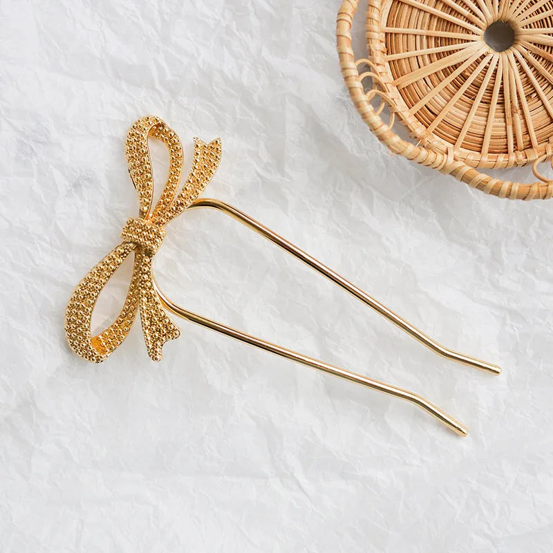 Fashion Metal Hair Sticks Fork Hairpin Elegant Women Hair Clip Pins U Shape Girls Hairpins Hair Bun Maker Headwear Accessories