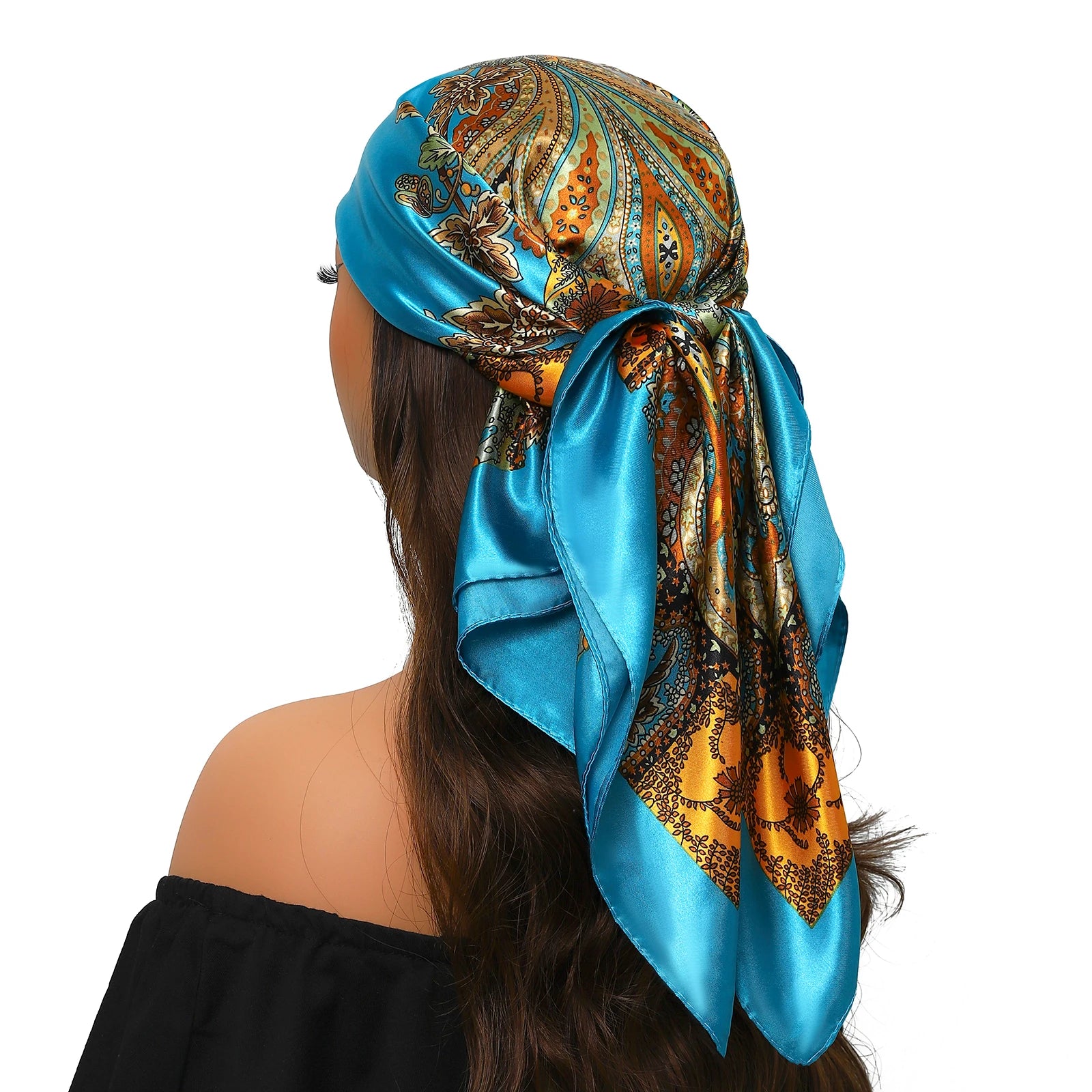 Print Headcloth Fashion Flower Square Shawls Popular 90X90CM Bandannas Four Seasons Kerchief Luxury Sunscreen Silk Scarves