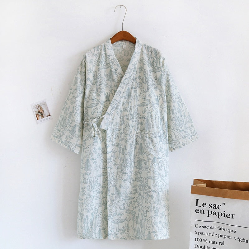 pajamas summer new 100% cotton gauze pajamas nightgown ladies SPA yukata homewear long pajamas women