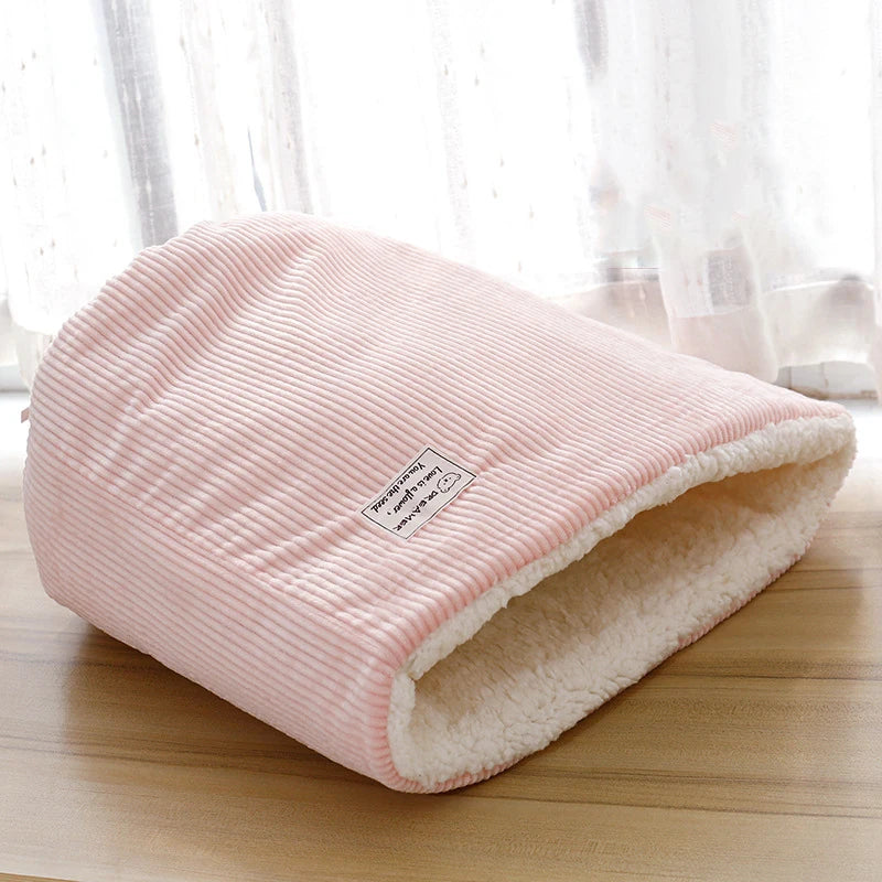 Winter Cat Bed Basket Plush Warm Puppy Kennel Nest Medium Small Dogs Thicken Sleeping Bag Soft Comfortable Pet Kitten Cave House