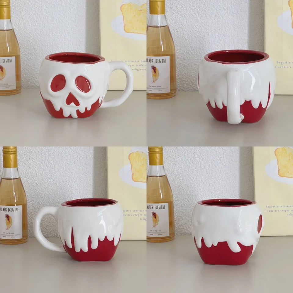 Red Skull Mug Ceramic Cup Anime Cartoon New Fruit Water Cup Large Capacity Creative High Beauty Halloween Gift