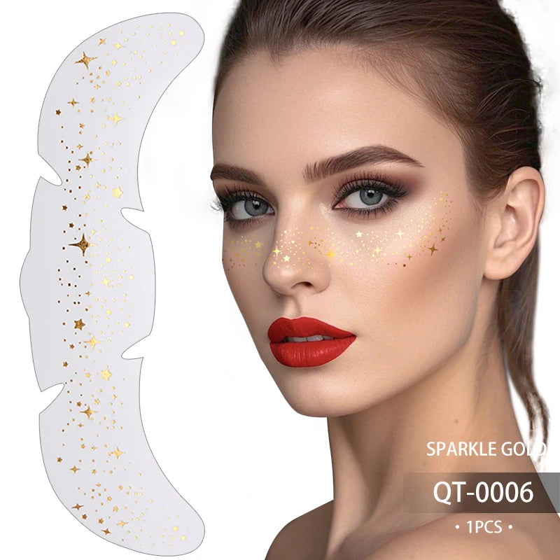 1/5pcs Glitter Skincare Freckles Face Tattoo Stickers Golden Silver Sparkle Freckle Speckle Makeup Patch For Women Face Makeup