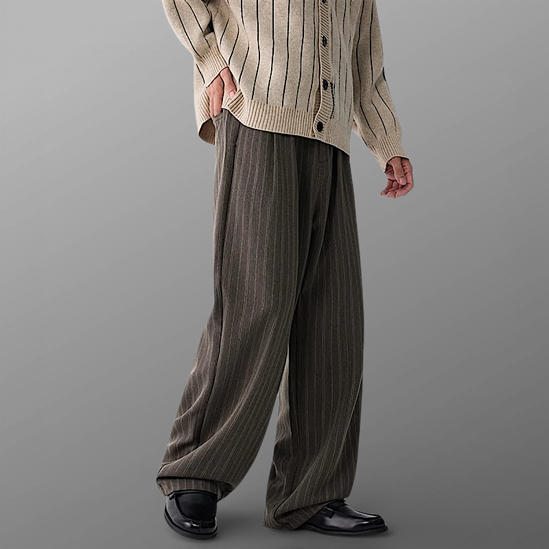 Pinstripe pleated pants