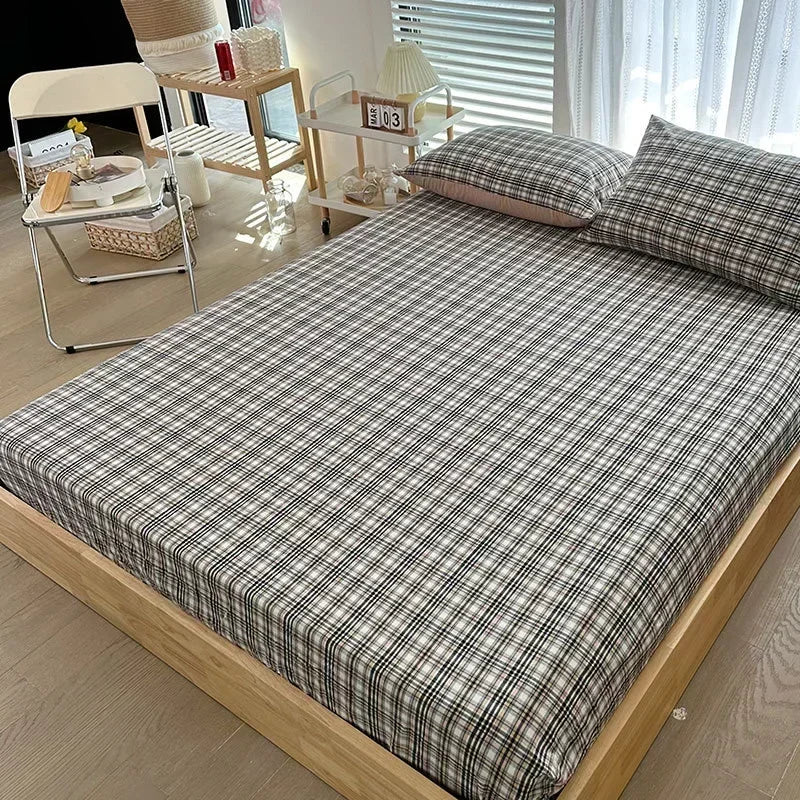 Pure cotton bedsheet single piece protective cover dust cover with raised student cotton plaid   1003