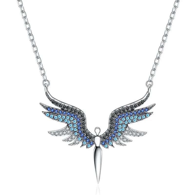 Stainless Steel Angel Wings Pendant Necklaces for Women Fashion Jewelry