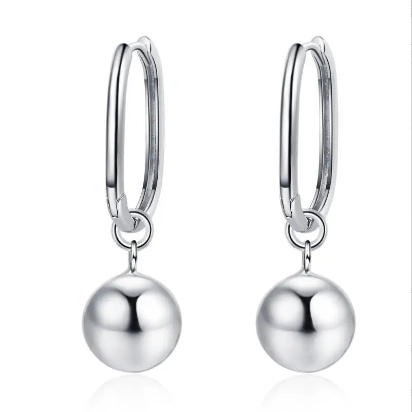 Original 925 Sterling Silver Large Beads Ball Hoop Earrings For Women 2023 Korean Wedding Party Jewelry Gift Female Pendientes