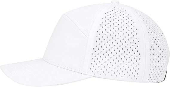 LUCKYSONG Flat Brim Adjustable Performance Hat, Performance Snapback Hats for Men Women Black