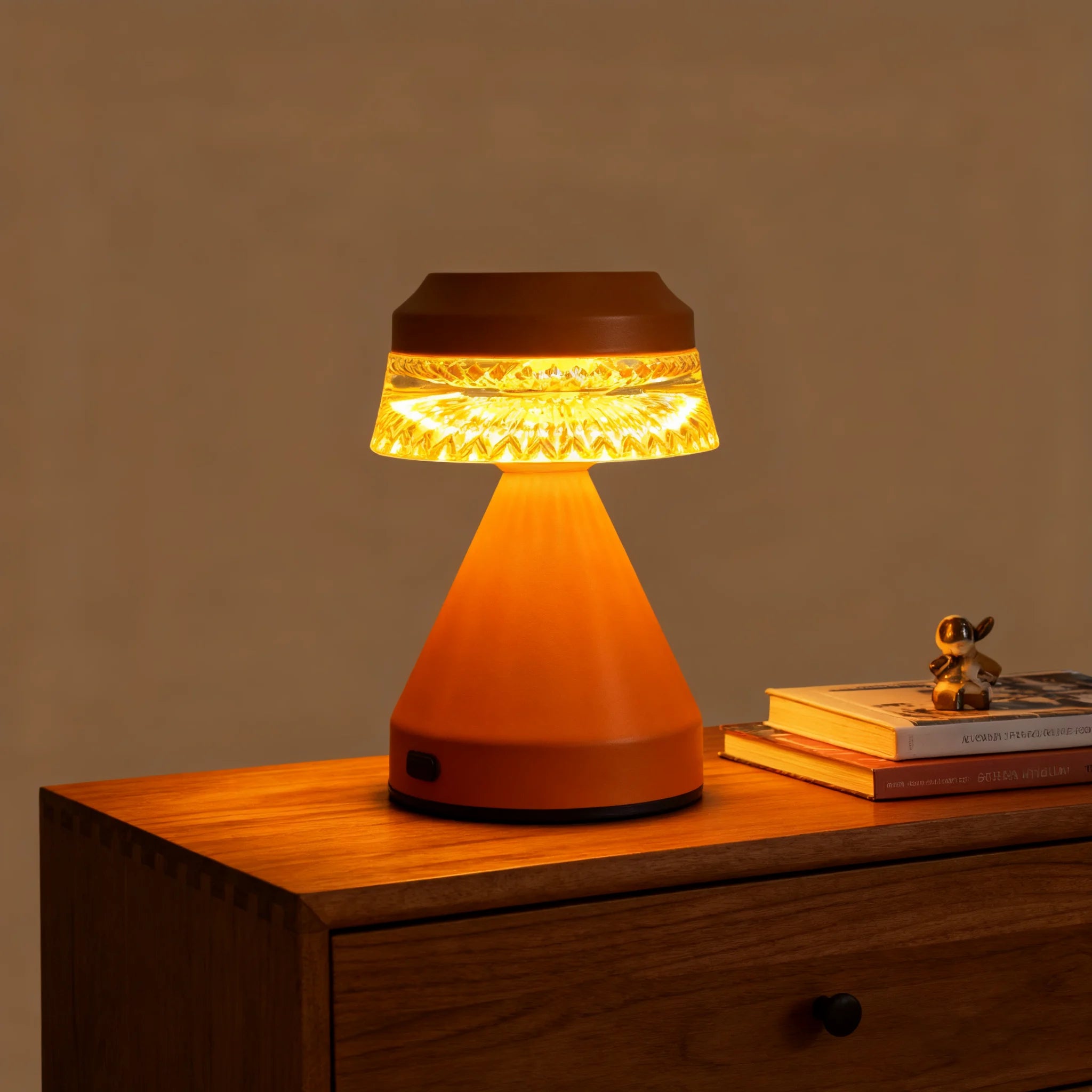 Touch the night light for three lighting modes. USB rechargeable for easy portability.