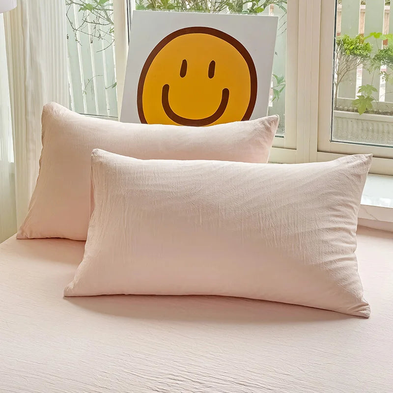 Washed Cotton 2pcs Solid color Pillowcases Home Bedding Decorative Pillow Cover Wedding Super Soft Pillow Case