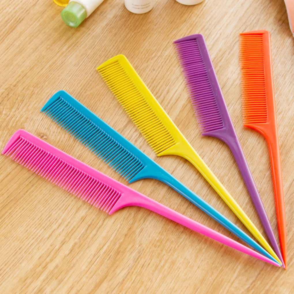 1PC/10PCS Portable Random Color Hair Comb Salon Brush Styling Hairdressing Tail Plastic Comb Set With Thin And Long Handle