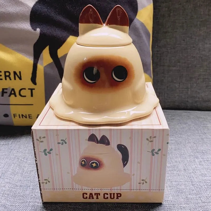 Mug Ceramic cup with lid cup Cute breakfast cup Milk cup coffee cup water cup Birthday gift ceramic cup cute cat