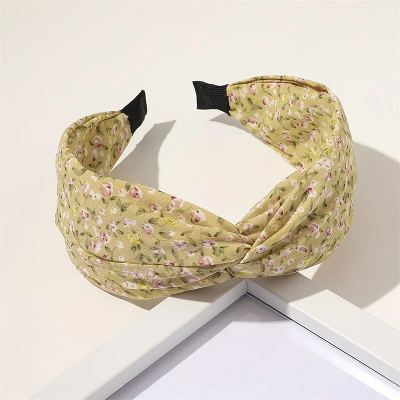 New Headband Cross Broadside Hair Bands for Women Elegant Flower Pattern Hair Hoop Bezel Headbands Hair Bands Hair Accessories