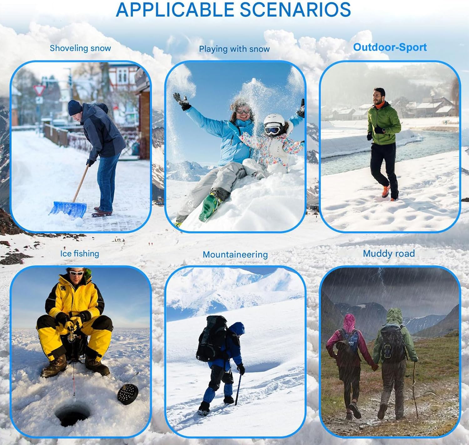 Ice Grips for Shoes and Boots, 2026 New Snow grips over Shoes, Anti-Slip Crampons 10 Studs Traction Cleat for Women Men Kids Hiking Fishing Walking Jogging