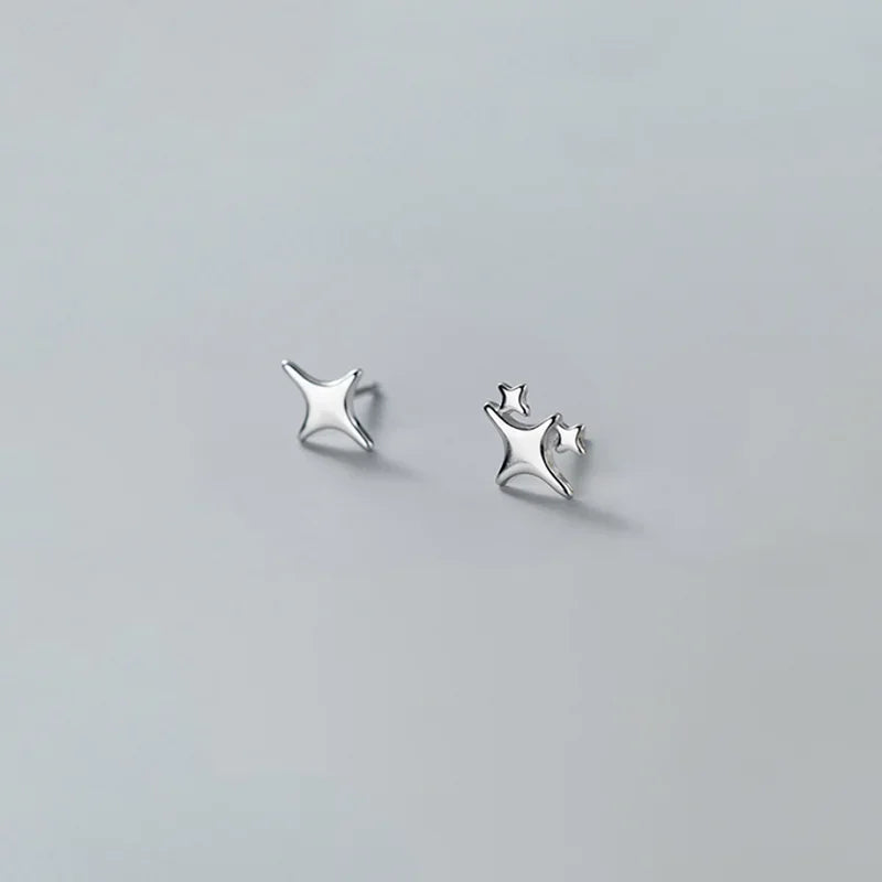 WANTME 925 Sterling Silver Minimalism Fashion Light Star Mini Small Stud Earrings Cute Teen Ear Bone Piercing Jewelry Accessorie