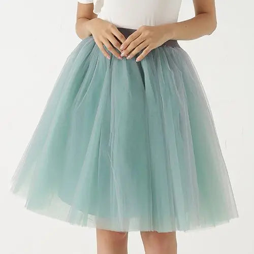 Quality 5 Layers Fashion Tulle Skirt Pleated Skirts Womens Lolita Petticoat Bridesmaids Midi Skirt