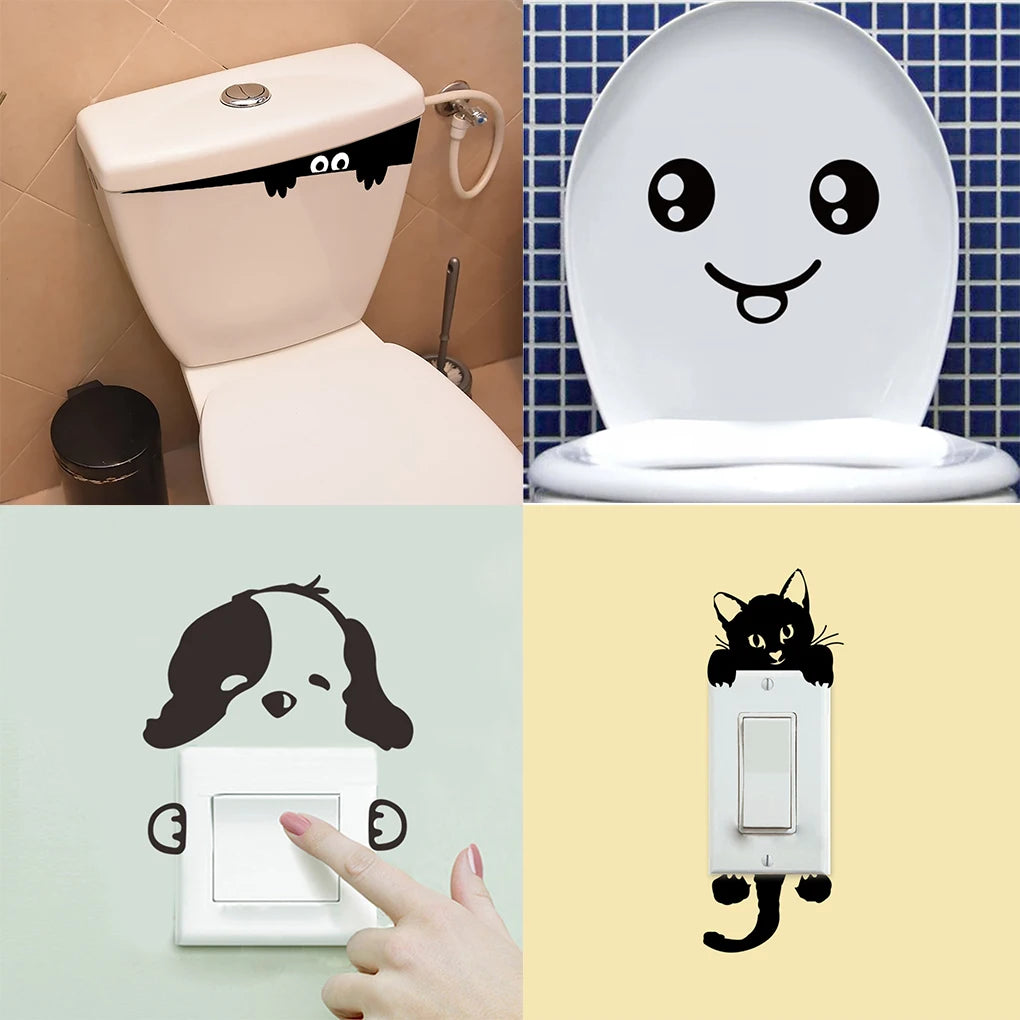 1PC Toilet Sticker DIY Funny Peep Monster Toilet Bathroom Vinyl Wall Sticker Decal Art Removable Home Restroom Decoration