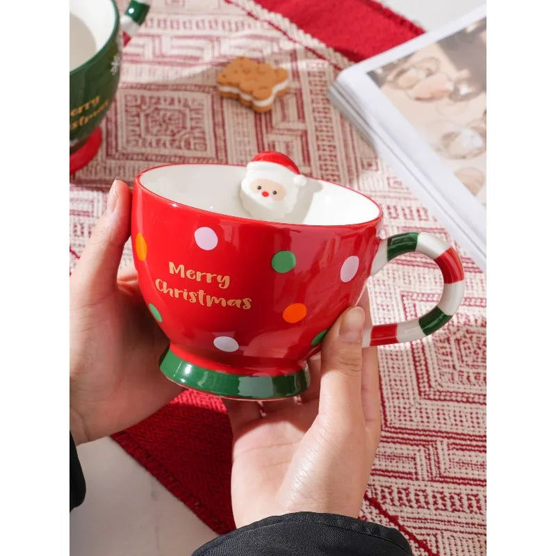 Christmas cup ceramic breakfast cup couple mug cutlery coffee cup large bowl cup oatmeal cup