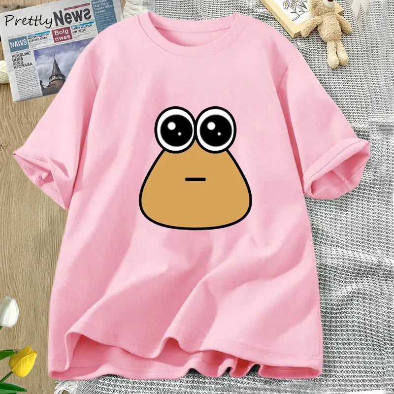 Hungy Pou Uwu Graphic Tees Funny Print Cotton Oversized Women Tops T-shirt Clothing Streetwear Short Sleeve Tee Shirt Tops