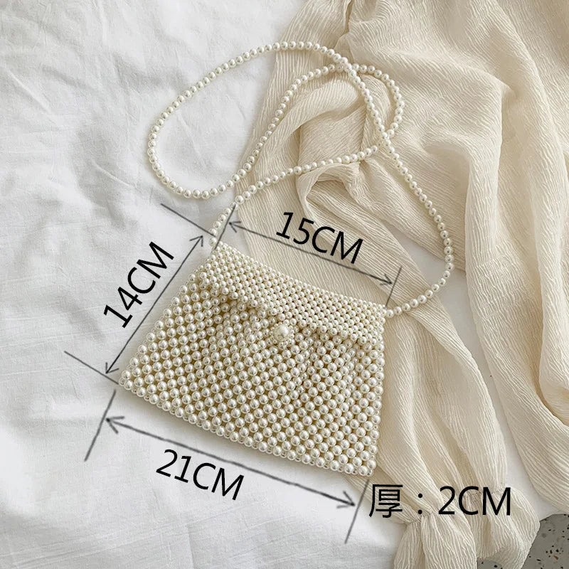 Mini Pearl Bag Handmade Vintage EVA Beaded Fashion Banquet Party Shoulder Bag Female 2024 Wedding Bags Luxury Women's Coin Purse