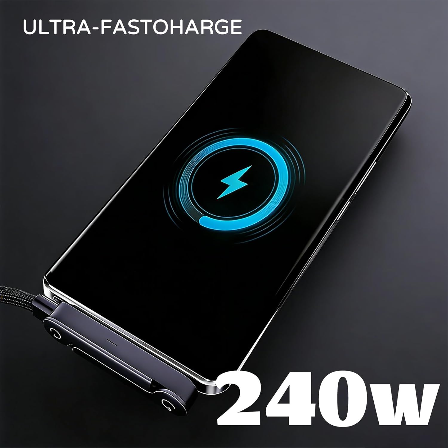 2026 New Sideways Phone Charger, 240w Fast Charging Stand Data Cable with Bendphone Accessories 5 FT with Type C Multi-Angle Adjustable Stand, for Smartphones Tablets Laptops