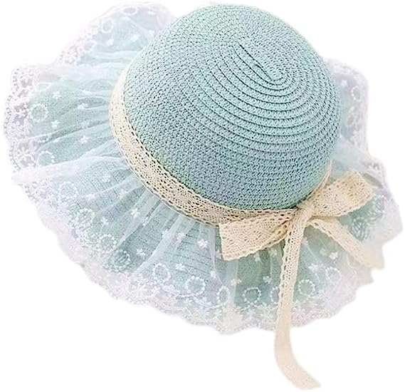 LUCKYSONG Little Girl Kids Breathable Summer Straw Hat Foldable UV Protection Bowknot Wide Brim Floppy Beach Sun Visor Hats