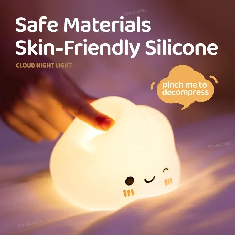 Cloud Night Light for Kids, Adorable Touch Night Lamp Silicone Dimmable LED Rechargeable Bedside Night Lights for Bedrooms