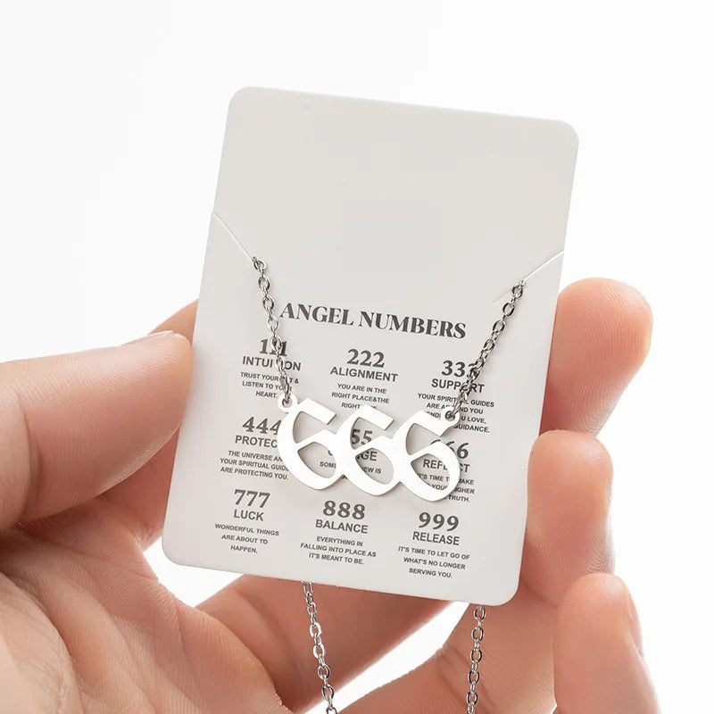 Stainless Steel Angel Number Lucky Numbers Necklaces 111 222 333 444 555 777 888 999 666 000 Pendant Necklace Charms Jewelry