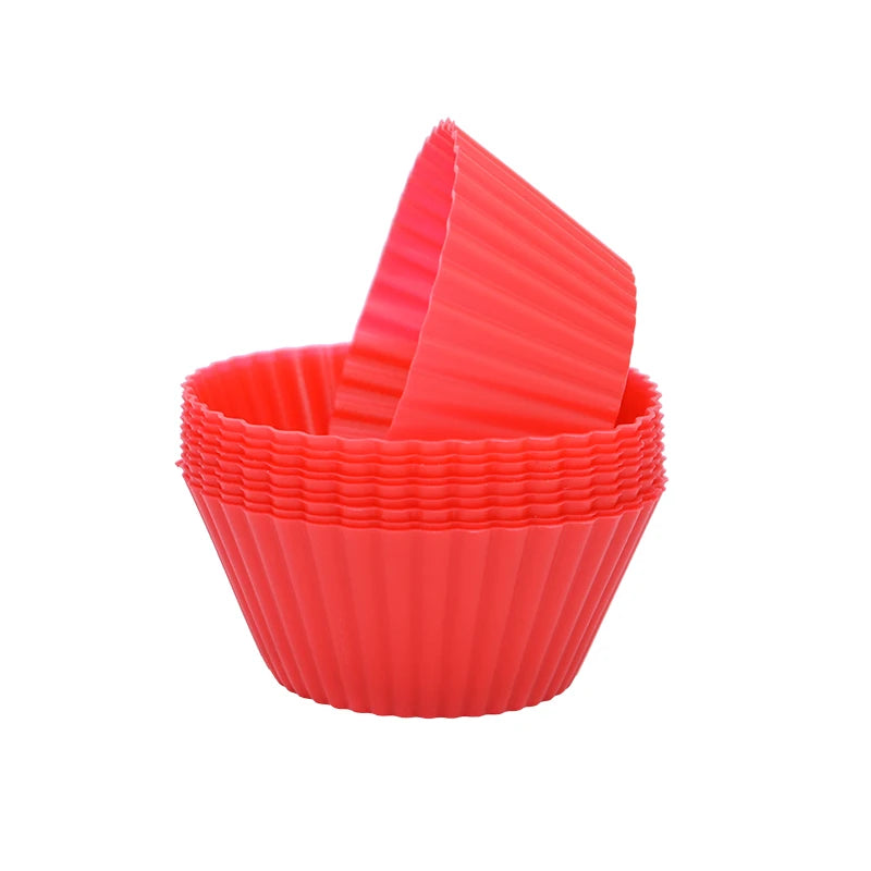 &12pcs/lot Silicone Cake Cup Round Shaped Muffin Cupcake Baking Molds Home Kitchen Cooking Supplies Cake Decorating Tools