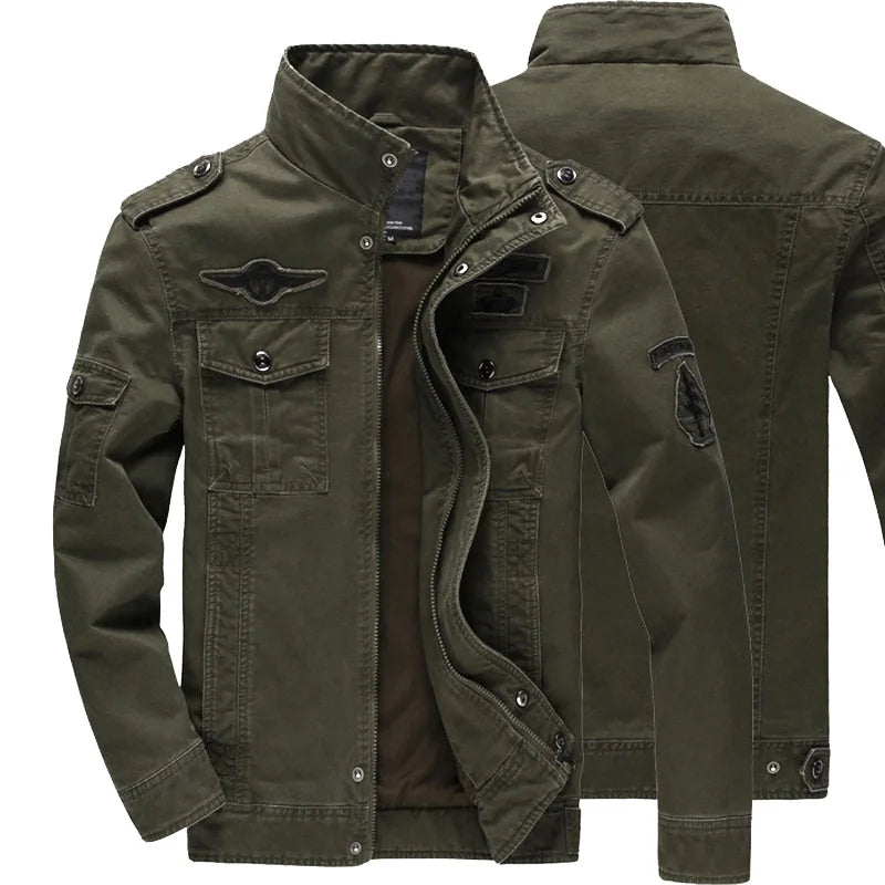 2024 New Cotton Jacket Men's Wild Hunting Windproof Multi-Pocket Work Jacket Autumn Casual Army Green Mountain Climbing Coat (Copy)