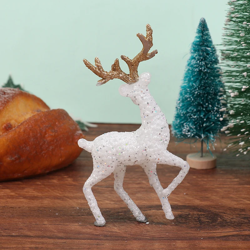 1Pc Christmas Deer Fairy Ornaments Cartoon Animal Statue Shop Display Window Cabinet Ornaments Tale Garden Props Kids Gift