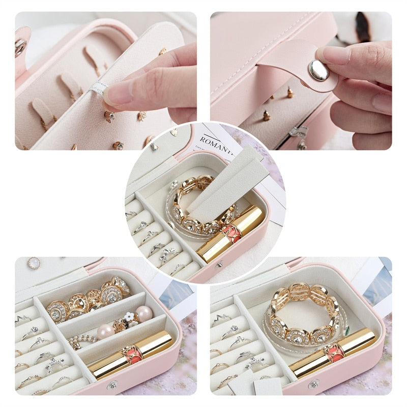 High Quality Jewelry Box Organizer Storage Leather Holder Earrings Ring Necklace Case Protable Jewel Packaging For Gift Display